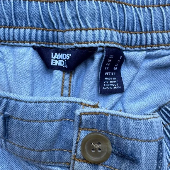 Lands’ End Lightweight Denim High Rise Relaxed Straight Pull On Pocket Jeans - Picture 7 of 10